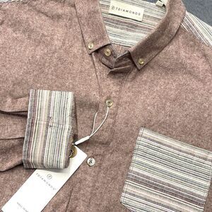 NWT 7 Diamonds Light Flannel XL Long Sleeve Flip Cuff Button Down 100% Cotton